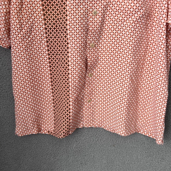 Nat Nast Shirt Men Medium Orange Geometric American Fit Silk Short Sleeve Preppy - Picture 7 of 11